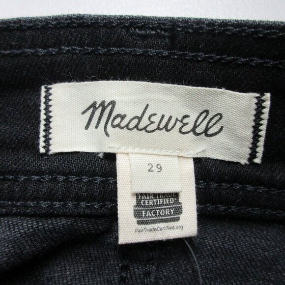 Madewell Denim Button-Front Midi Skirt Womens 29 Black Cotton New Stretch 522 - Picture 3 of 10